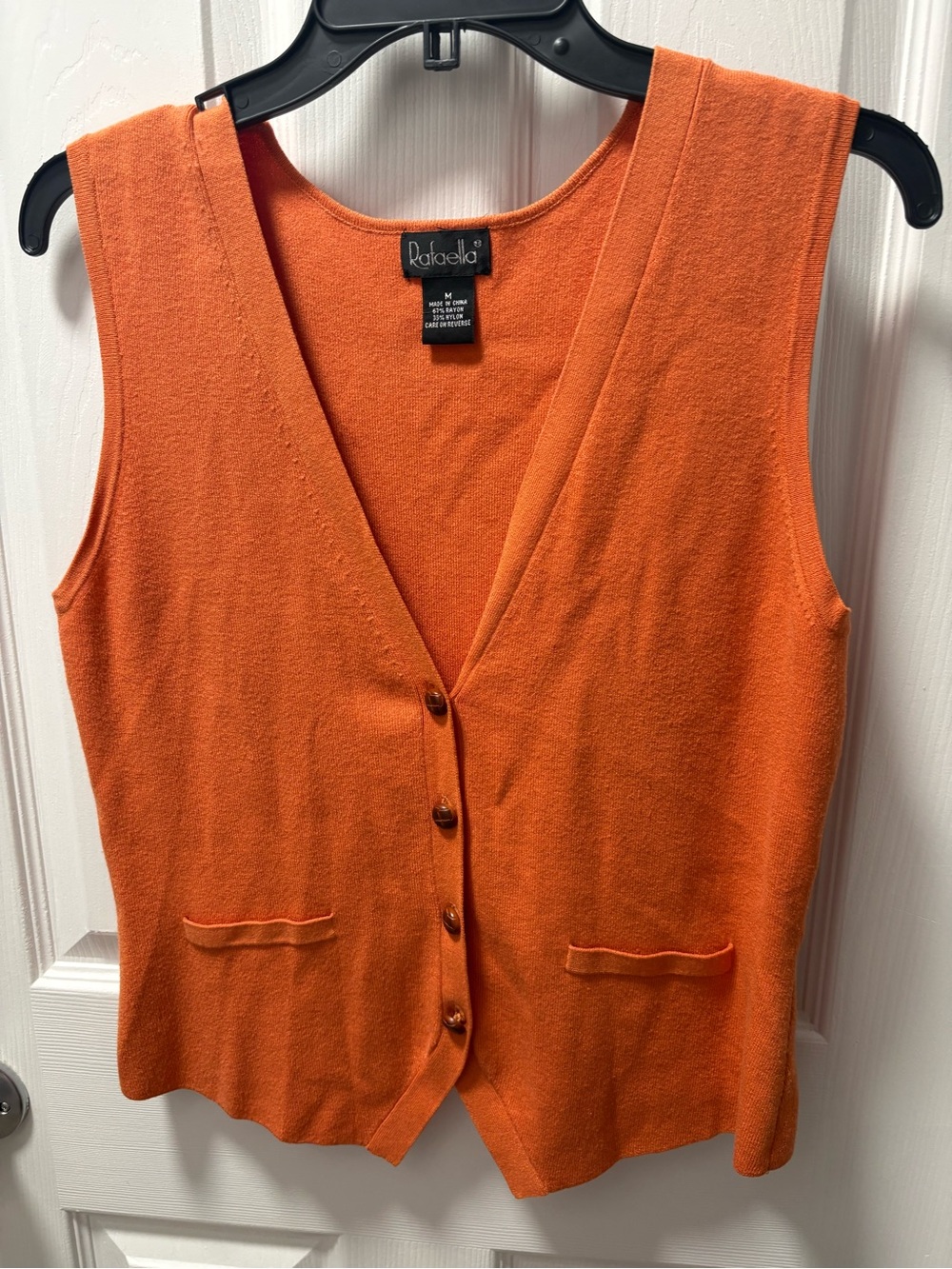 Rafaella Orange Knit Sleeveless Vest with Buttons
